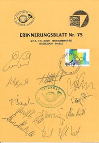 Unterschriften verschiedener Feldpostmeister u. a. Karl Kolar. Blasius Selingerund des Vorstandes des Heeresbriefmarken Sammlervereines Wien. u.a. Erich Grohser
